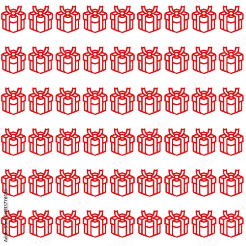 Repeating pattern of gift boxes icon on white background 