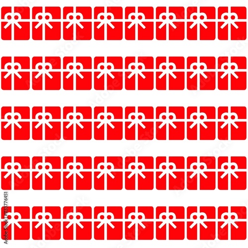 Repeating pattern of gift boxes icon on white background 