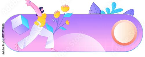 Practicing yoga, physical and mental health, flat vector character concept, operation hand drawn illustration
