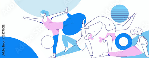 Practicing yoga, physical and mental health, flat vector character concept, operation hand drawn illustration

