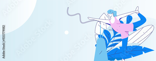 Practicing yoga, physical and mental health, flat vector character concept, operation hand drawn illustration
