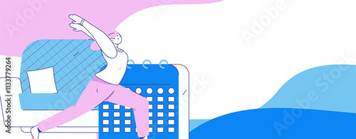 Practicing yoga, physical and mental health, flat vector character concept, operation hand drawn illustration
