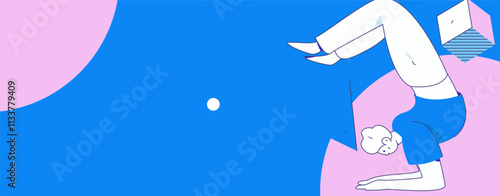 Practicing yoga, physical and mental health, flat vector character concept, operation hand drawn illustration
