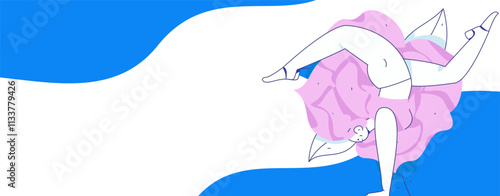 Practicing yoga, physical and mental health, flat vector character concept, operation hand drawn illustration
