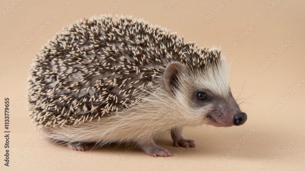 Fototapeta premium a-photo-of-a-hedgehog-with-its-prickles-raised-pos