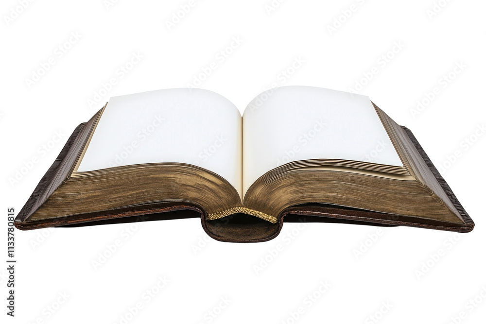 Obraz premium Open Book with Blank Pages Isolated on PNG Transparent Background