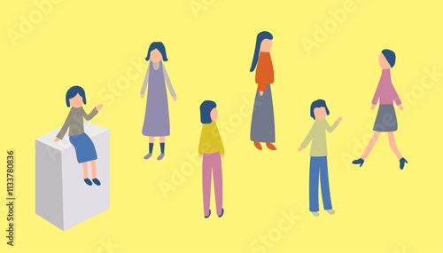 いろんな動きの女性