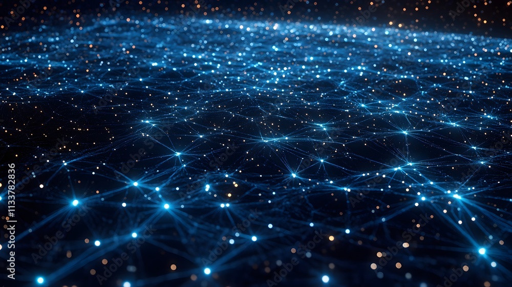 Obraz premium Abstract Network Data Visualization Blue Lights