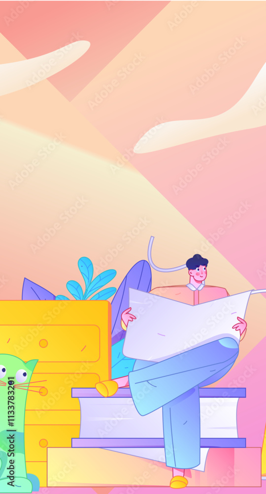 Character reading quietly vector concept operation hand drawn illustration
Character reading quietly vector concept operation hand drawn illustration