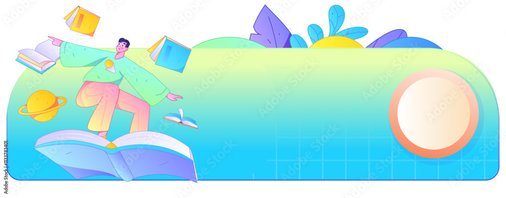 Fototapeta premium Character reading quietly vector concept operation hand drawn illustration