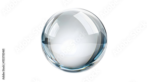 Transparent Crystal Ball on Plain White Background