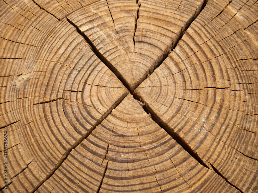 Naklejka premium cross section of tree trunk. wood, tree, texture, cut, wooden, ring, timber, brown, log, old, nature, pattern, rings, trunk, circle, textured, abstract, section, stump, forest, natural, macro, backgro