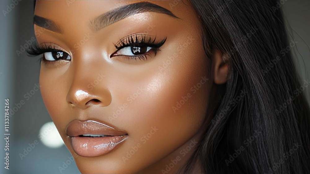 A Closeup Portrait Of A Woman With Beautiful Makeup A Closeup Portrait Of A Woman With Beautiful Makeup