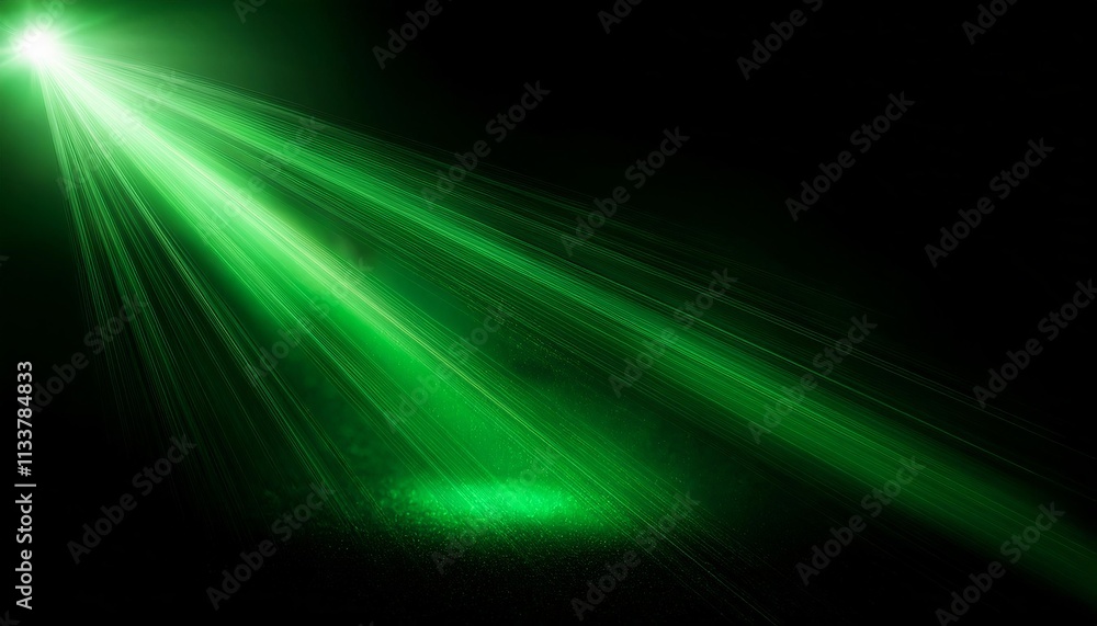 green spotlight lighting on black background, lens effect green spotlight lighting on black background, lens effect