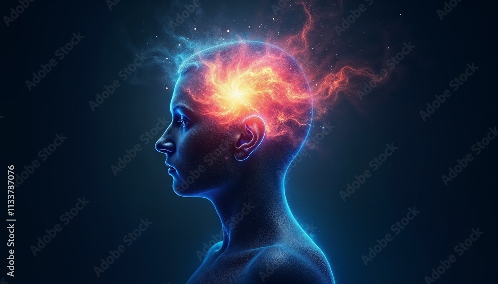 Glowing brain energy in vibrant neural illustration Glowing brain energy in vibrant neural illustration