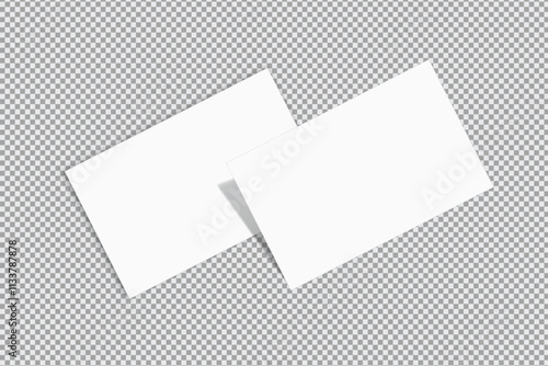 Blank realistic business card, gift card or credit card on transparent background. Mockup empty for presentation branding, corporate identity, invitation card, stationery, document, voucher. Vector
