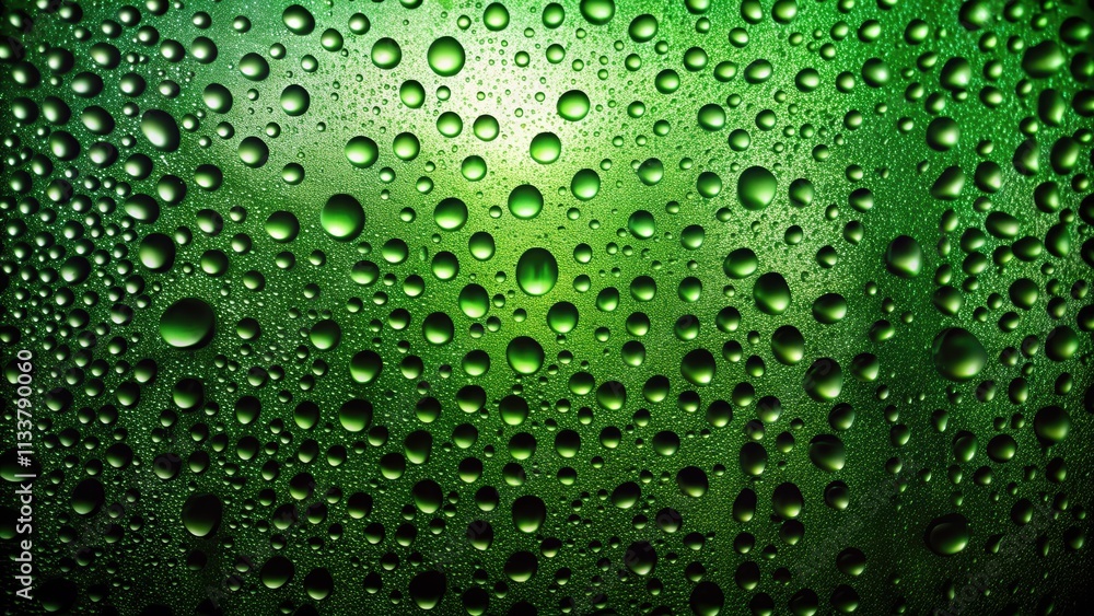 Water drops on black glass with green light background, water drops, black glass, green light, illuminated, abstract, reflection Water drops on black glass with green light background, water drops, black glass, green light, illuminated, abstract, reflection
