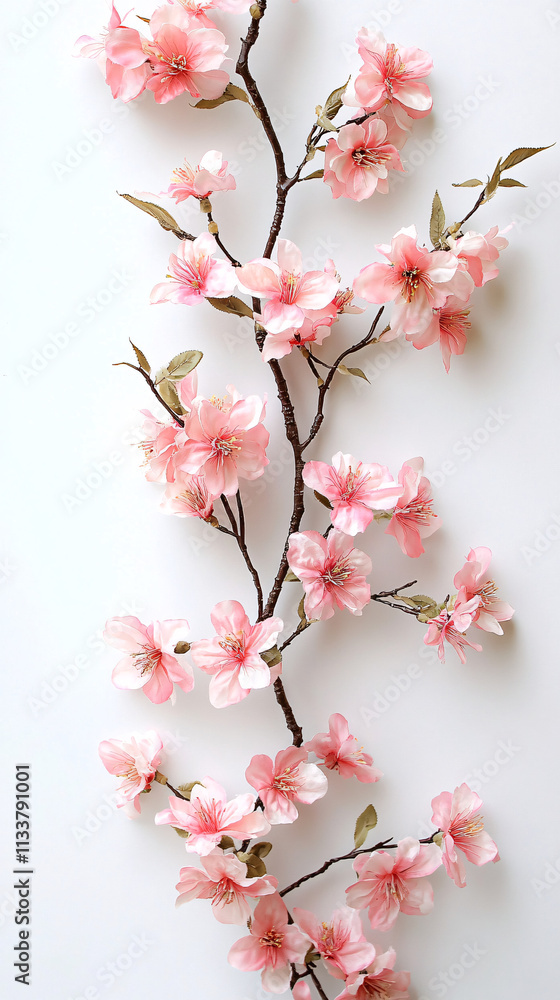 beautiful pink cherry blossom branches isolated on white background beautiful pink cherry blossom branches isolated on white background
