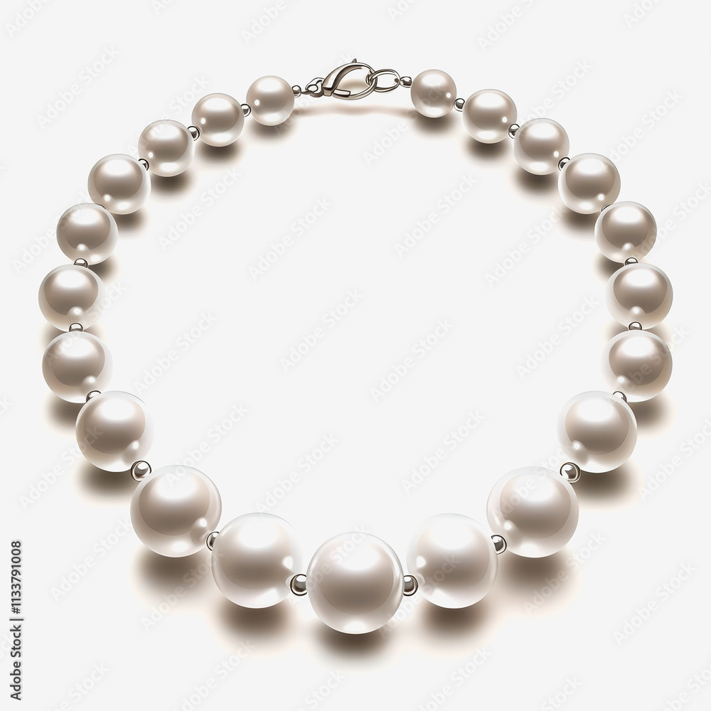 Obraz premium Elegant White Pearl Bracelet Adorned with a Shiny Silver Clasp, Exuding Timeless Sophistication and Charm, Perfect for Enhancing Any Outfit or Occasion with a Touch of Class and Luxury