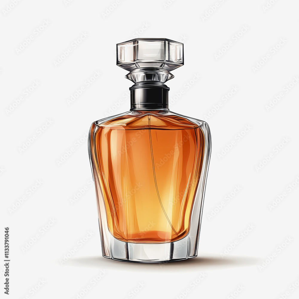 Elegant Bottle of Fragrance Set Against a Pure White Background, Highlighting the Sophisticated Design and Luxurious Essence of the Perfume, Evoking a Sense of Glamour and Allure Elegant Bottle of Fragrance Set Against a Pure White Background, Highlighting the Sophisticated Design and Luxurious Essence of the Perfume, Evoking a Sense of Glamour and Allure