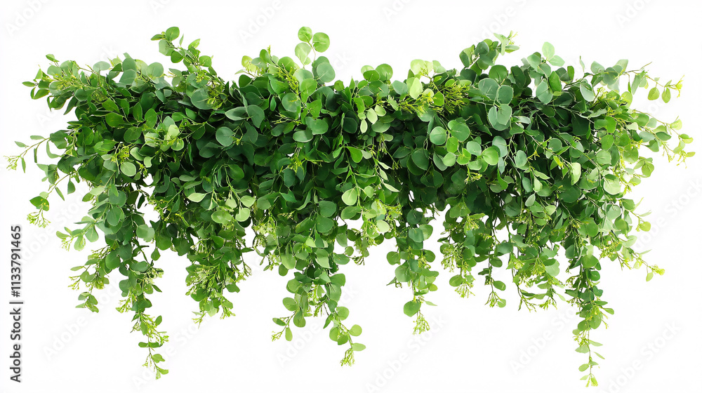 green eucalyptus garland hanging isolated on white background green eucalyptus garland hanging isolated on white background