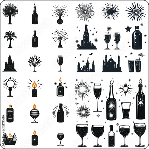 set of drinks,Moscow mule, bloody mary, pina colada, mojito, margarita, daiquiri, Mimosa, long island iced tea, Bellini, margarita, Cocktails of alcohol set. Vector illustration
