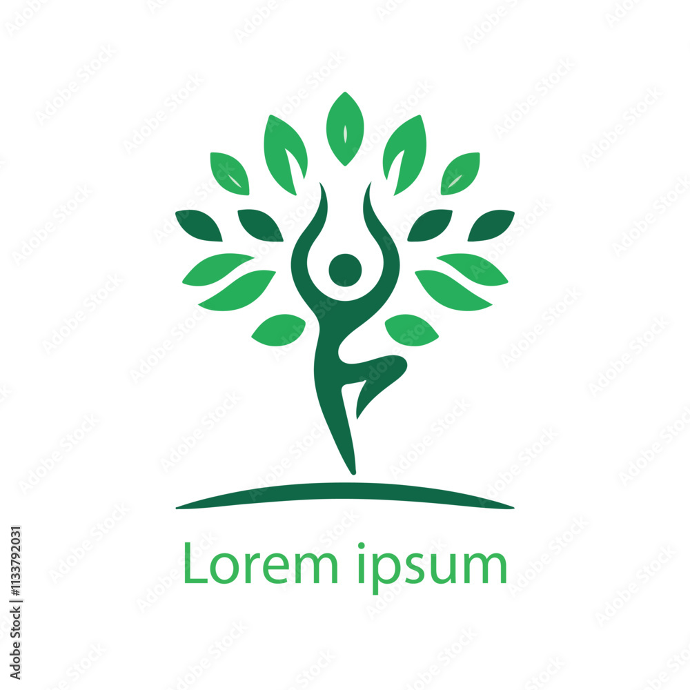 Obraz premium Peaceful yoga tree pose logo