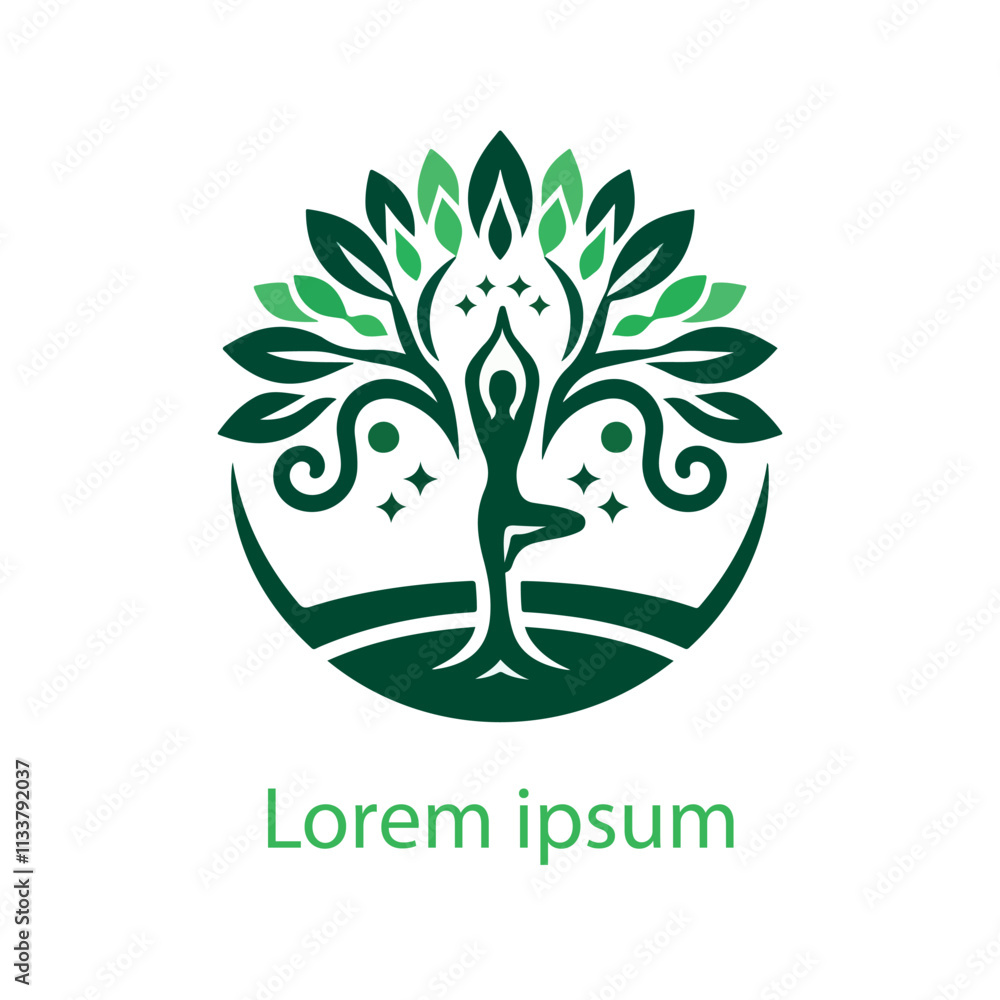 Obraz premium Peaceful yoga tree pose logo