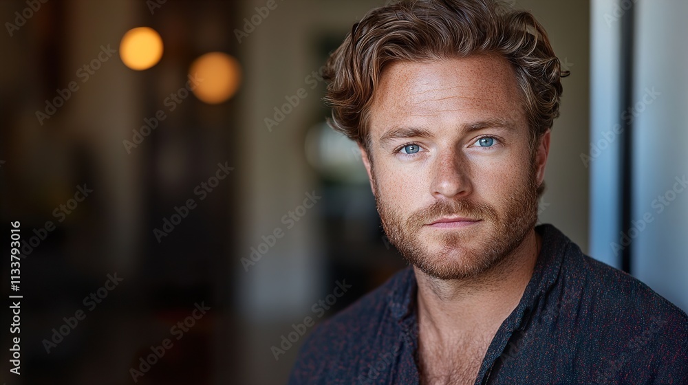 Obraz premium Portrait of a Handsome Man with Blue Eyes