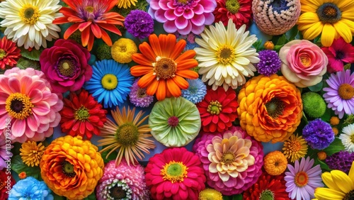 Abstract pattern of vibrant and colorful flowers in nature, floral, vibrant, colorful, pattern, nature, botanical, garden