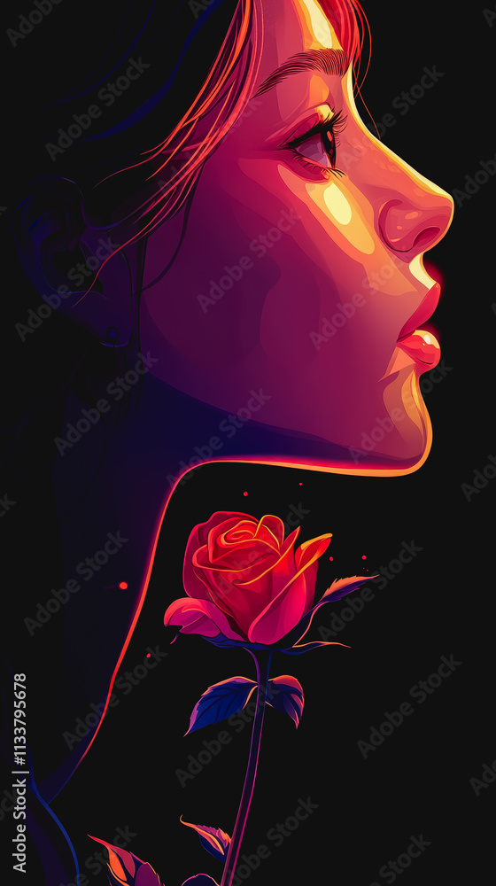 Graceful Woman Holding a Beautiful Rose in Her Hand, Capturing the Essence of Elegance, Love, and Femininity Against a Soft, Dreamy Background That Evokes a Romantic Mood Graceful Woman Holding a Beautiful Rose in Her Hand, Capturing the Essence of Elegance, Love, and Femininity Against a Soft, Dreamy Background That Evokes a Romantic Mood