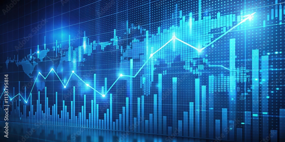 High-fidelity rendering of stock market growth data isolated on a blue tech background, stock market, growth High-fidelity rendering of stock market growth data isolated on a blue tech background, stock market, growth