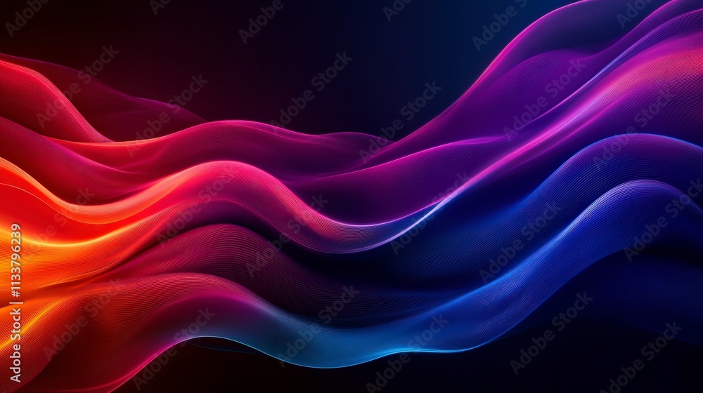 Obraz premium Musical waves of color abstract space digital art vibrant environment creative perspective