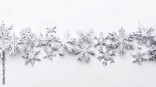 white paper snowflakes on a white background christmas winter holiday decoration pattern design