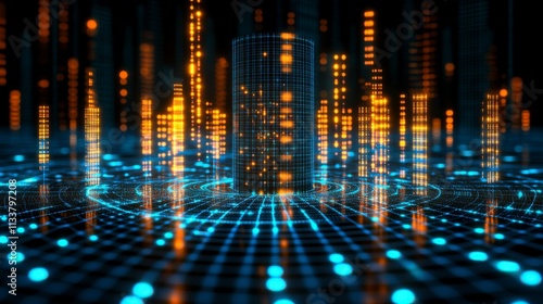 Wallpaper Mural Abstract 3D background with colorful lines and dots representing the structure of a digital network and data exchange ideal for modern technology and digital innovation visuals Torontodigital.ca