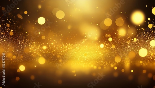 yellow glow with gold particle abstract bokeh background