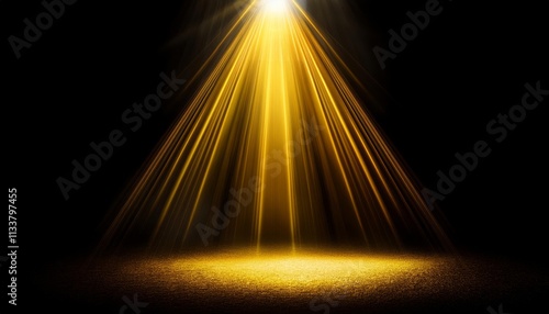 yellow spotlight lighting on black background, effects sunlight, lens flare