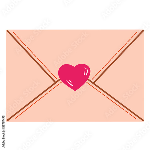 envelope with a pink heart