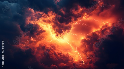 Wallpaper Mural Fiery Storm Clouds Illuminated By Lightning Bolts Torontodigital.ca