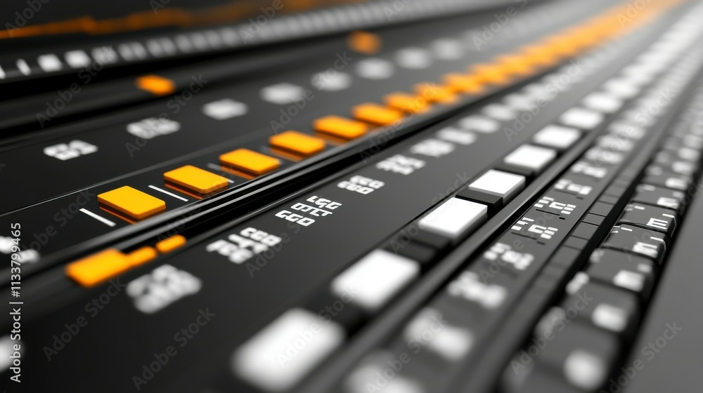Financial chart with uptrend line graph and candlestick on black and white background in widescreen format ideal for visualizing financial trends, stock analysis, and investment forecasting