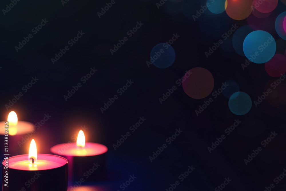 Candlelight glow against darkness creates serene atmosphere, symbolizing hope and tranquility. soft flicker of flames adds warmth to night Candlelight glow against darkness creates serene atmosphere, symbolizing hope and tranquility. soft flicker of flames adds warmth to night