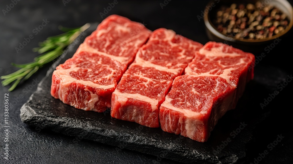 Fototapeta premium Close-up of Raw Beef Steaks Ready for Grilling