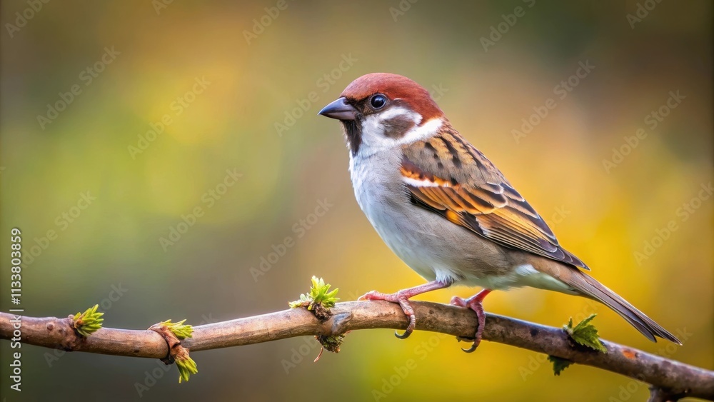 Tree sparrow perched on branch with natural background, tree sparrow, passer montanus, bird, branch, wildlife, nature Tree sparrow perched on branch with natural background, tree sparrow, passer montanus, bird, branch, wildlife, nature