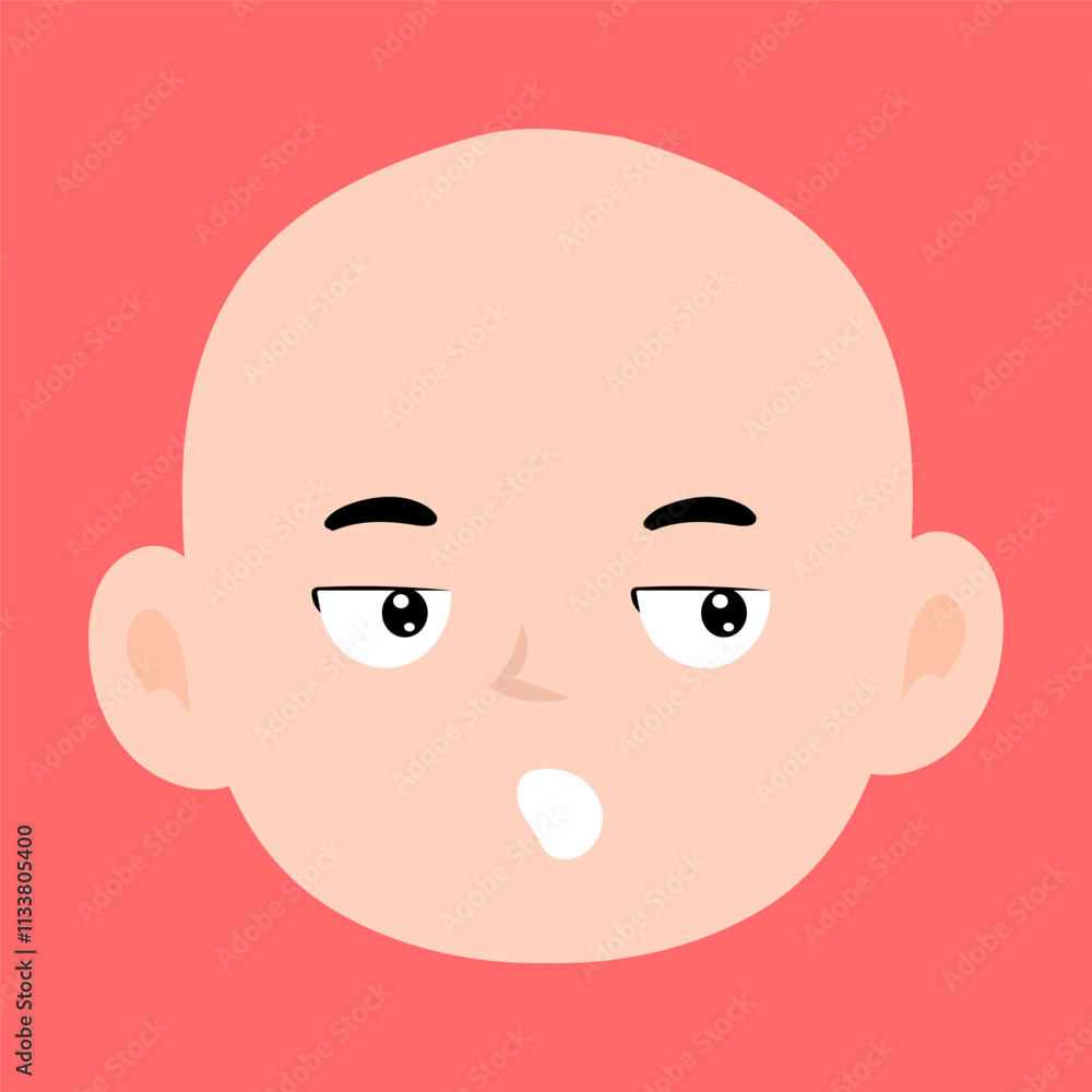 cartoon bald boy avatar character illustration design. emoticon head expression face cartoon bald boy avatar character illustration design. emoticon head expression face
