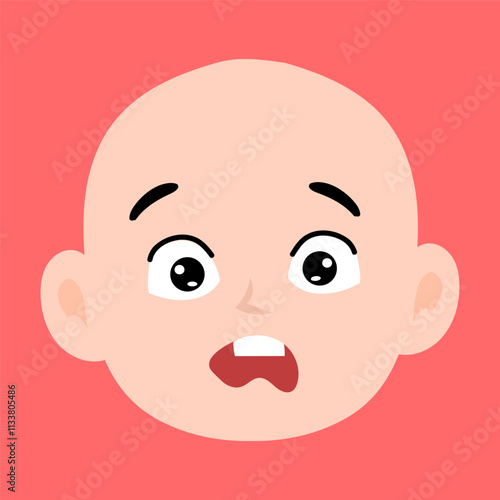 cartoon bald boy avatar character illustration design. emoticon head expression face