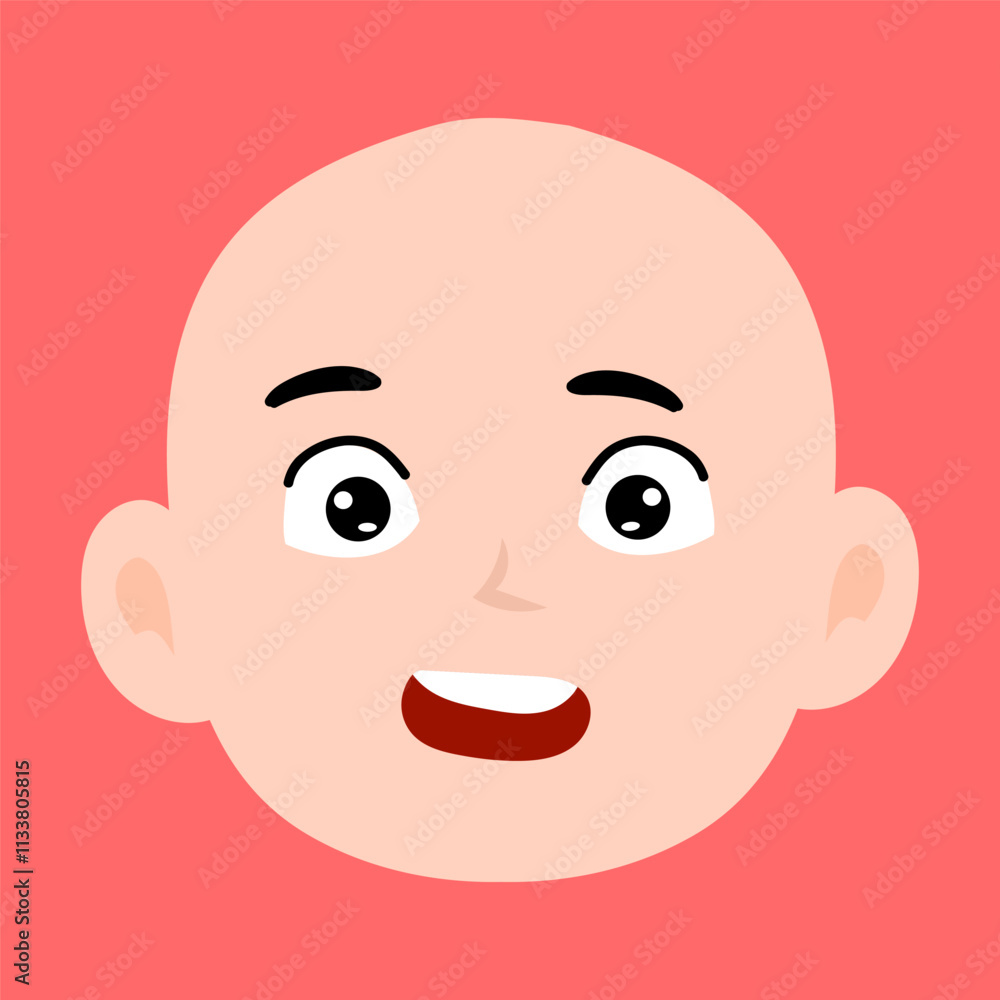 cartoon bald boy avatar character illustration design. emoticon head expression face cartoon bald boy avatar character illustration design. emoticon head expression face