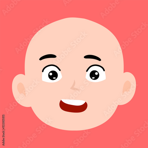 cartoon bald boy avatar character illustration design. emoticon head expression face