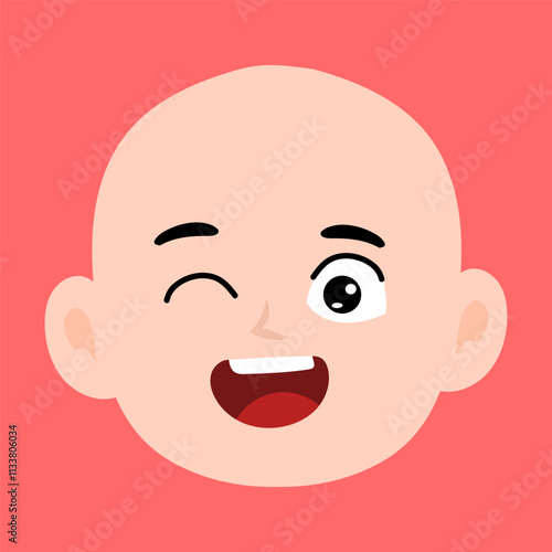 cartoon bald boy avatar character illustration design. emoticon head expression face
