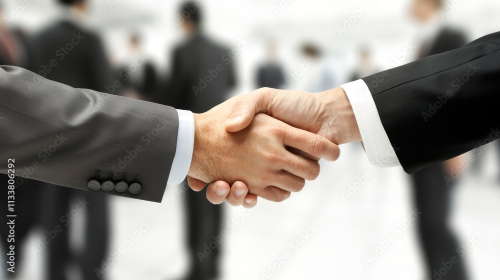 Close-up of two businessmen shaking hands in a modern office, symbolizing a successful merger deal, professional and clean atmosphere. Close-up of two businessmen shaking hands in a modern office, symbolizing a successful merger deal, professional and clean atmosphere.
