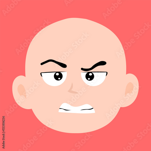 cartoon bald boy avatar character illustration design. emoticon head expression face